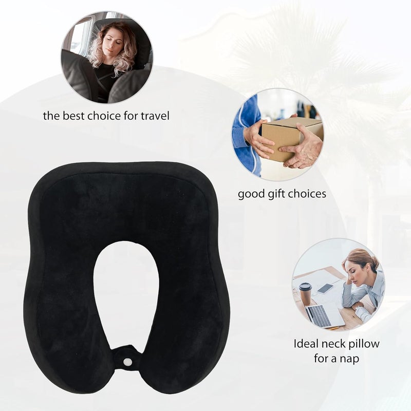 VITANECKART Hump Travel Pillow, High-end Memory Foam Neck Pillow, Double Support for Neck, Head and Chin, 360° Ergonomic Design Full Neck wrap Pillow, Suitable for Office, Airplane and car (Black) - Image 5